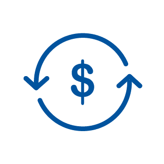 Dollar icon enclosed in two curved arrows