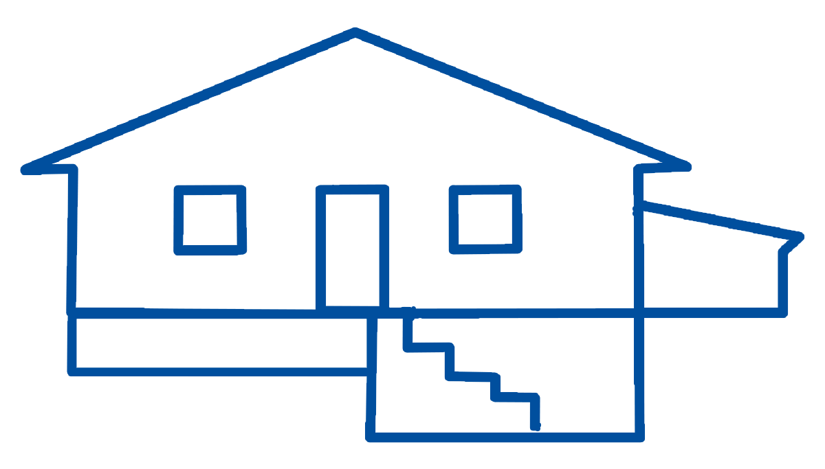 Icon of a house with a staircase at the front